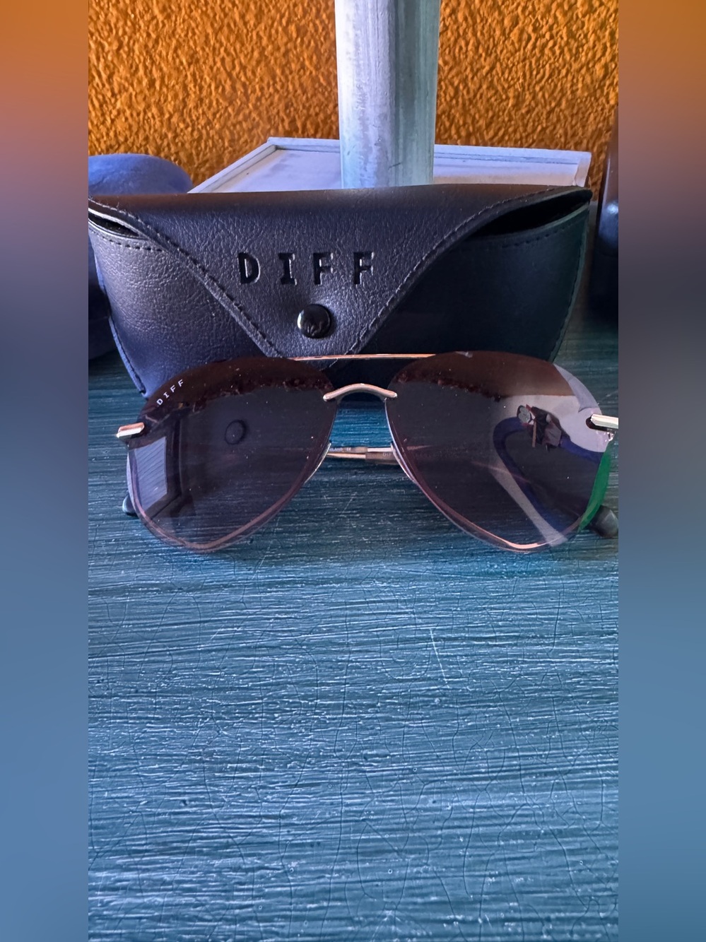 DIFF Eyewear Lenox Aviator Sunglasses with a gold metal frame